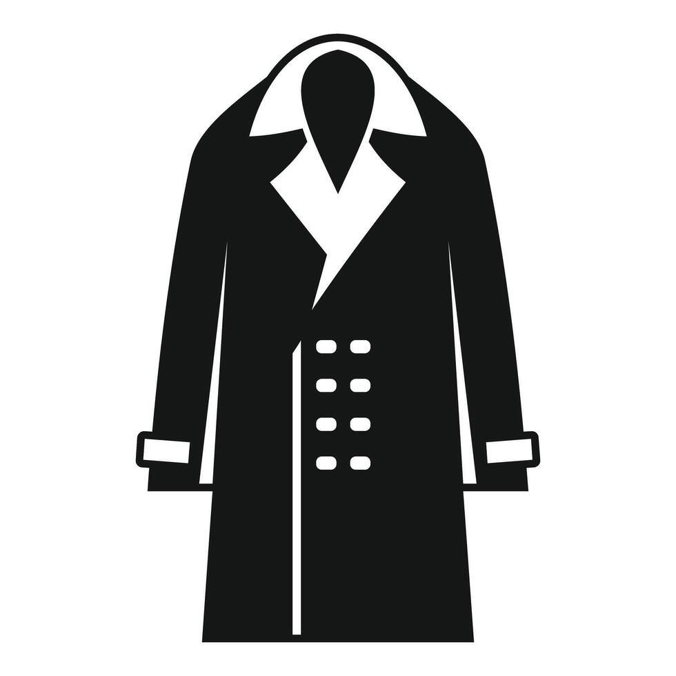 Elegant double breasted coat with wide lapels and cuffs, fashion icon vector