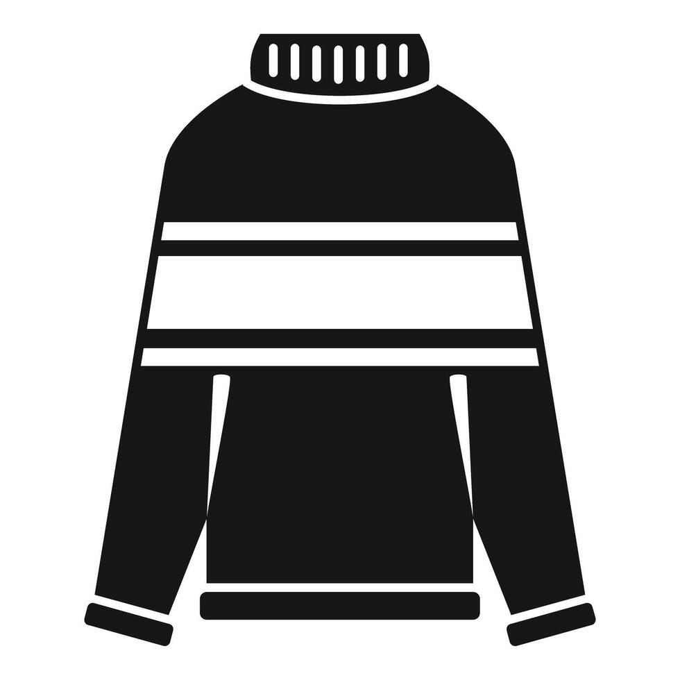 Black sweater with white stripes and turtleneck, simple clothing icon vector