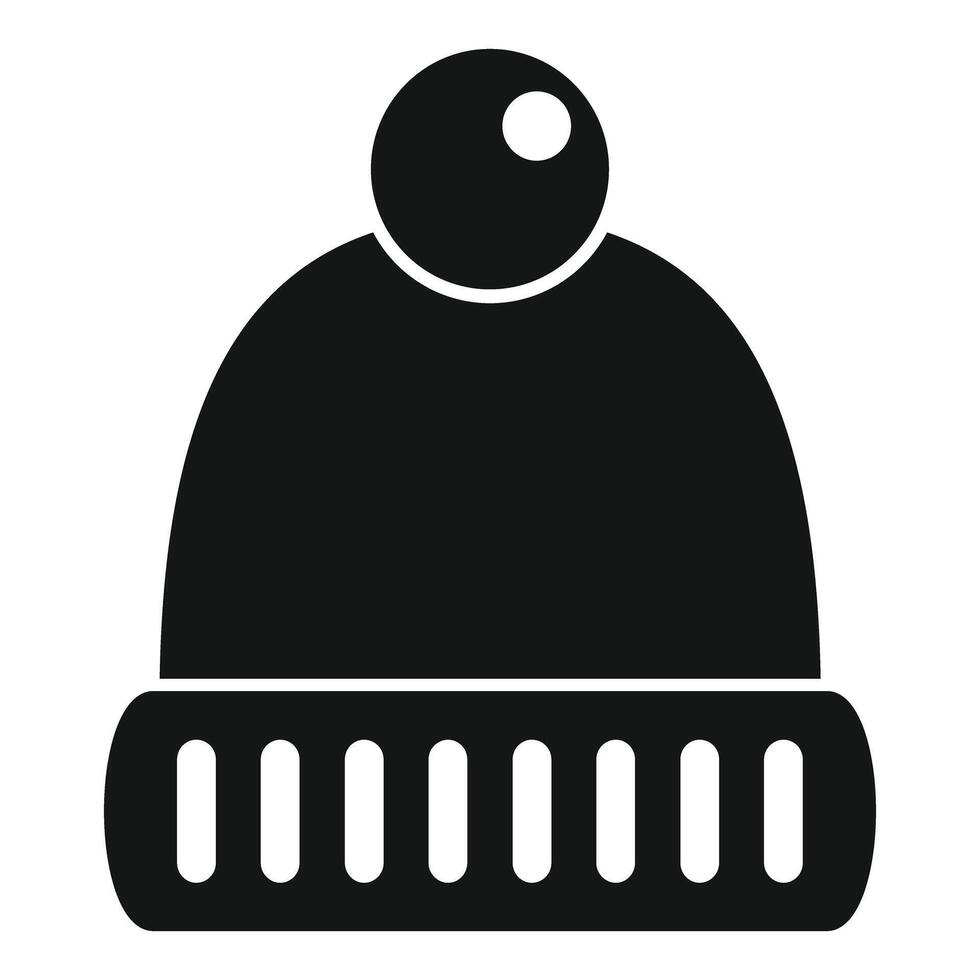 Knitted winter hat with pompom, protecting from cold weather vector