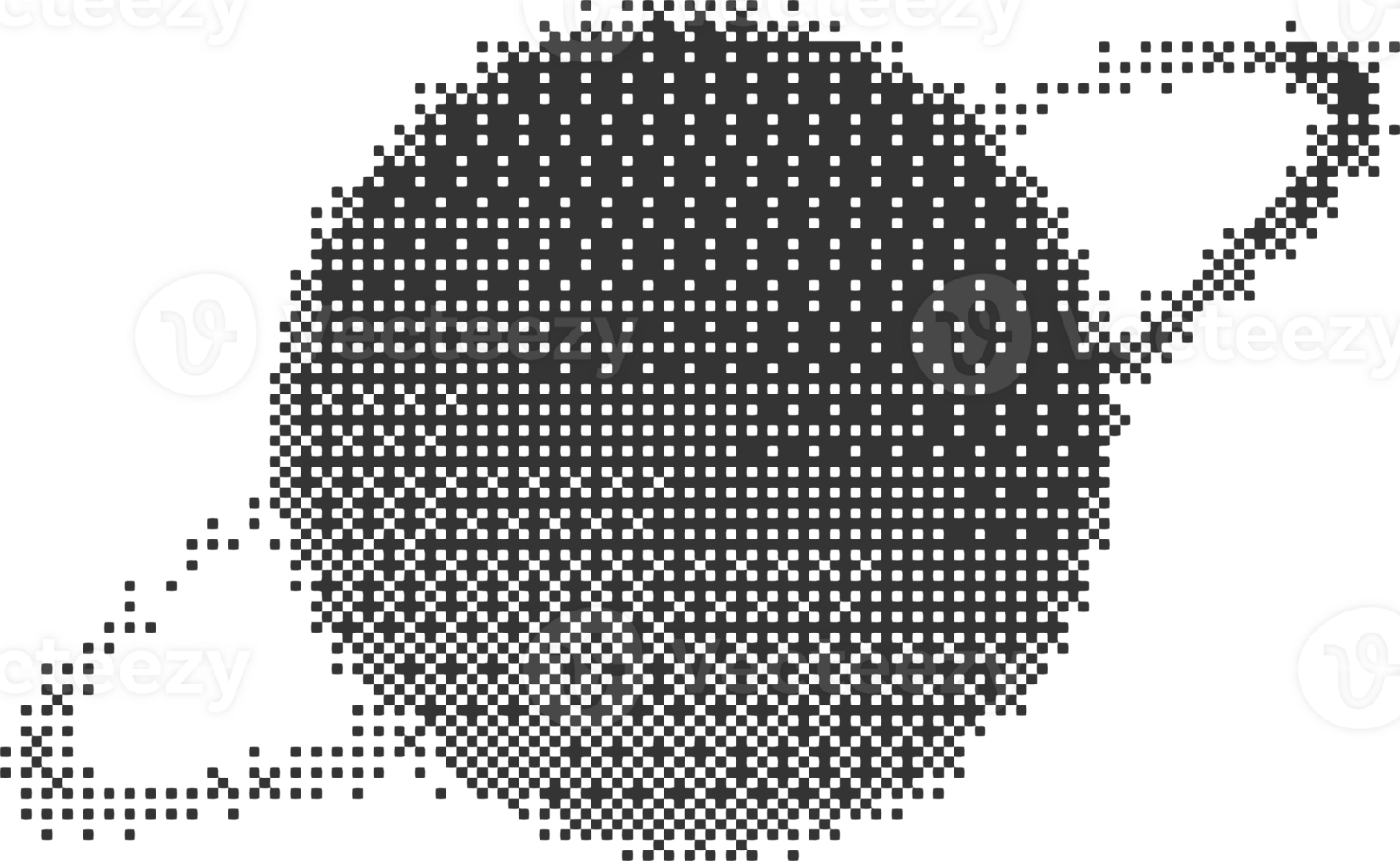 Bitmap pattern abstract cosmic shape. Planets with orbits. Halftone gradient element. Graphic abstract icons. Dither noisy grunge texture. png