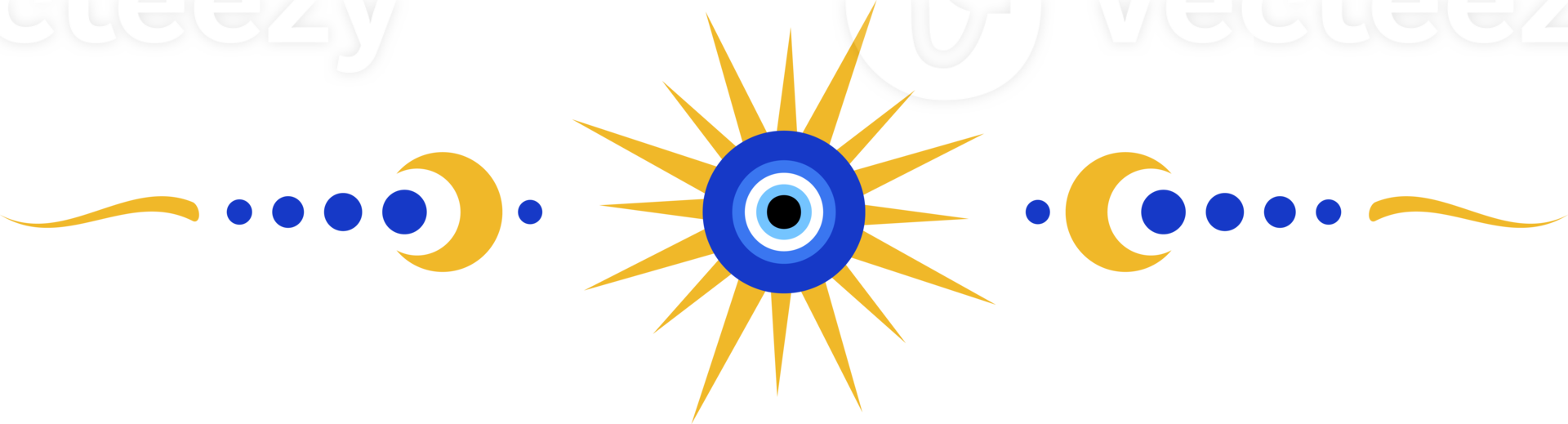 Evil eye magic border with celestial stars. Turkish and Greek astrology ornament. Spiritual bead nazar is the symbol of luck and protection. Ornate separator and divider. png