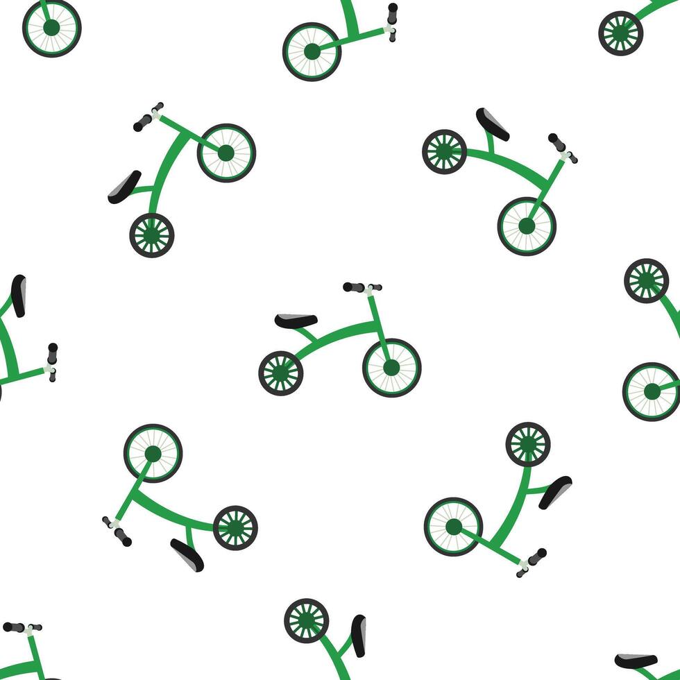 Green balance bikes seamless pattern on white background vector