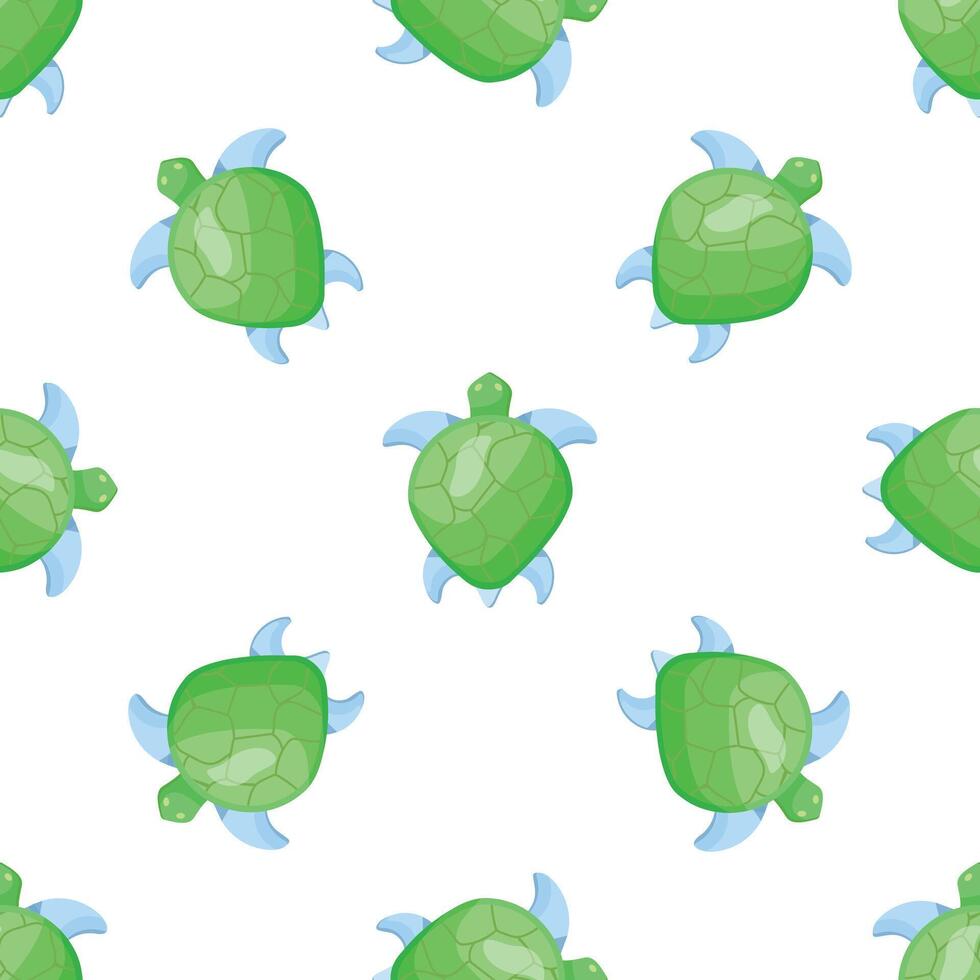 Green sea turtle swimming seamless pattern on white background vector