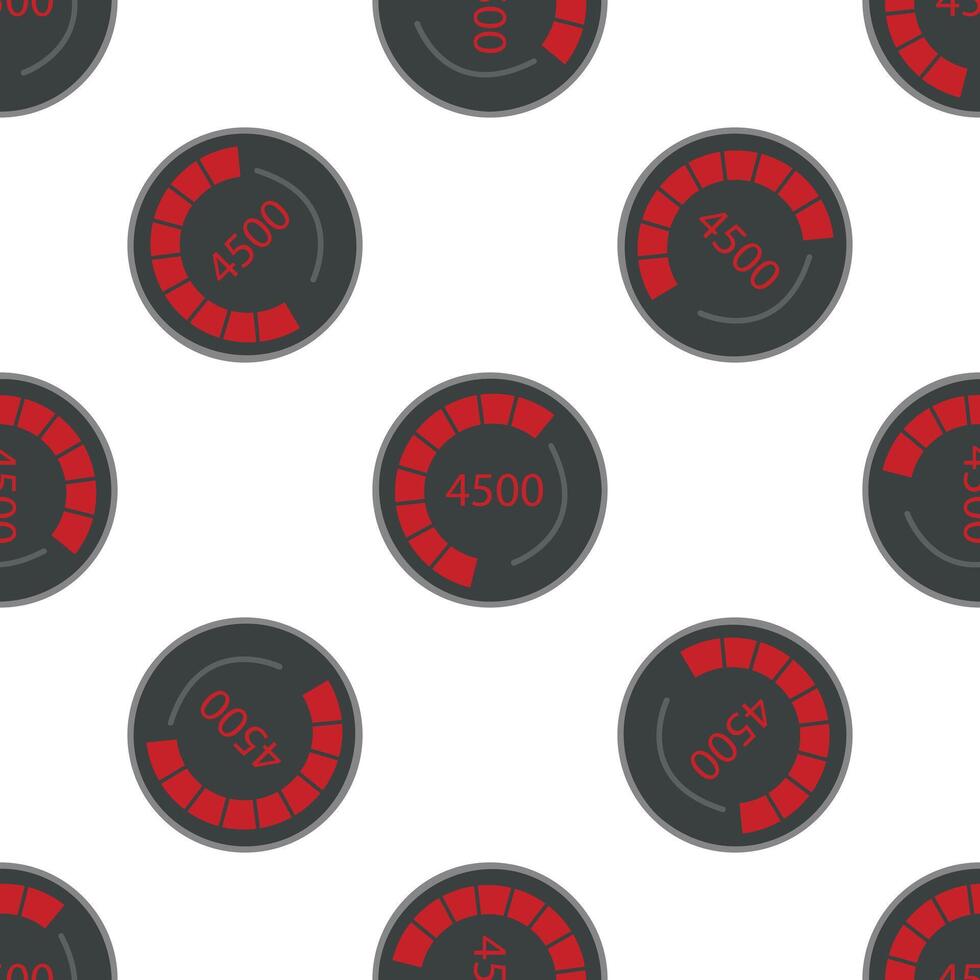 Round speedometer showing 4500 revolutions per minute on seamless pattern background vector