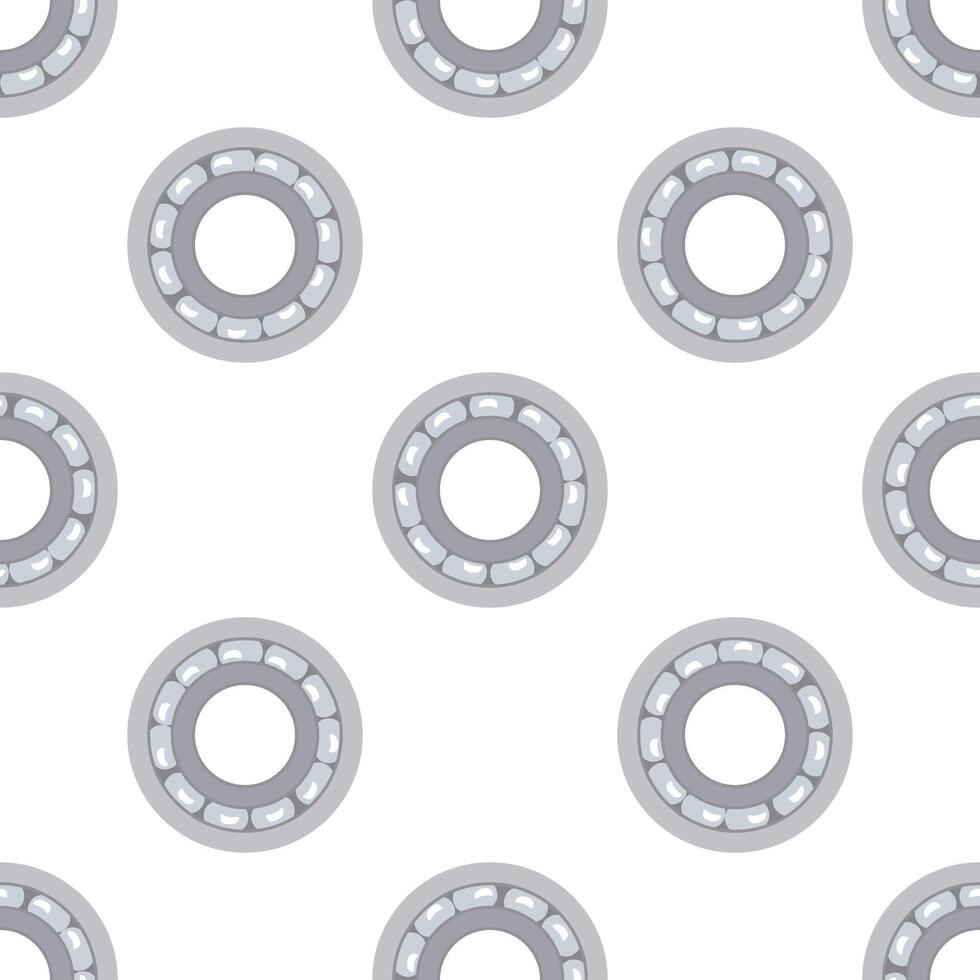 Ball bearing seamless pattern on white background, rotating mechanical part vector