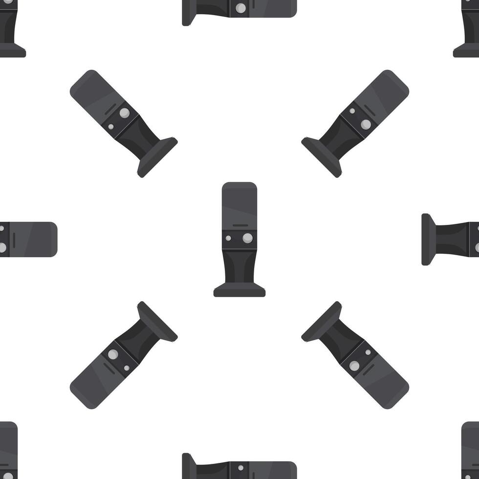 Modern studio condenser microphone repeating pattern on white background vector