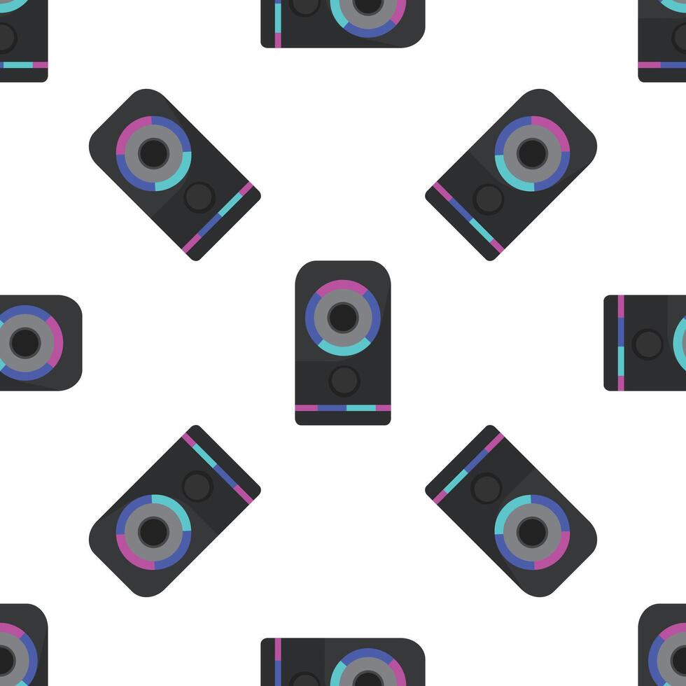 Seamless pattern of modern black audio speakers playing loud music vector