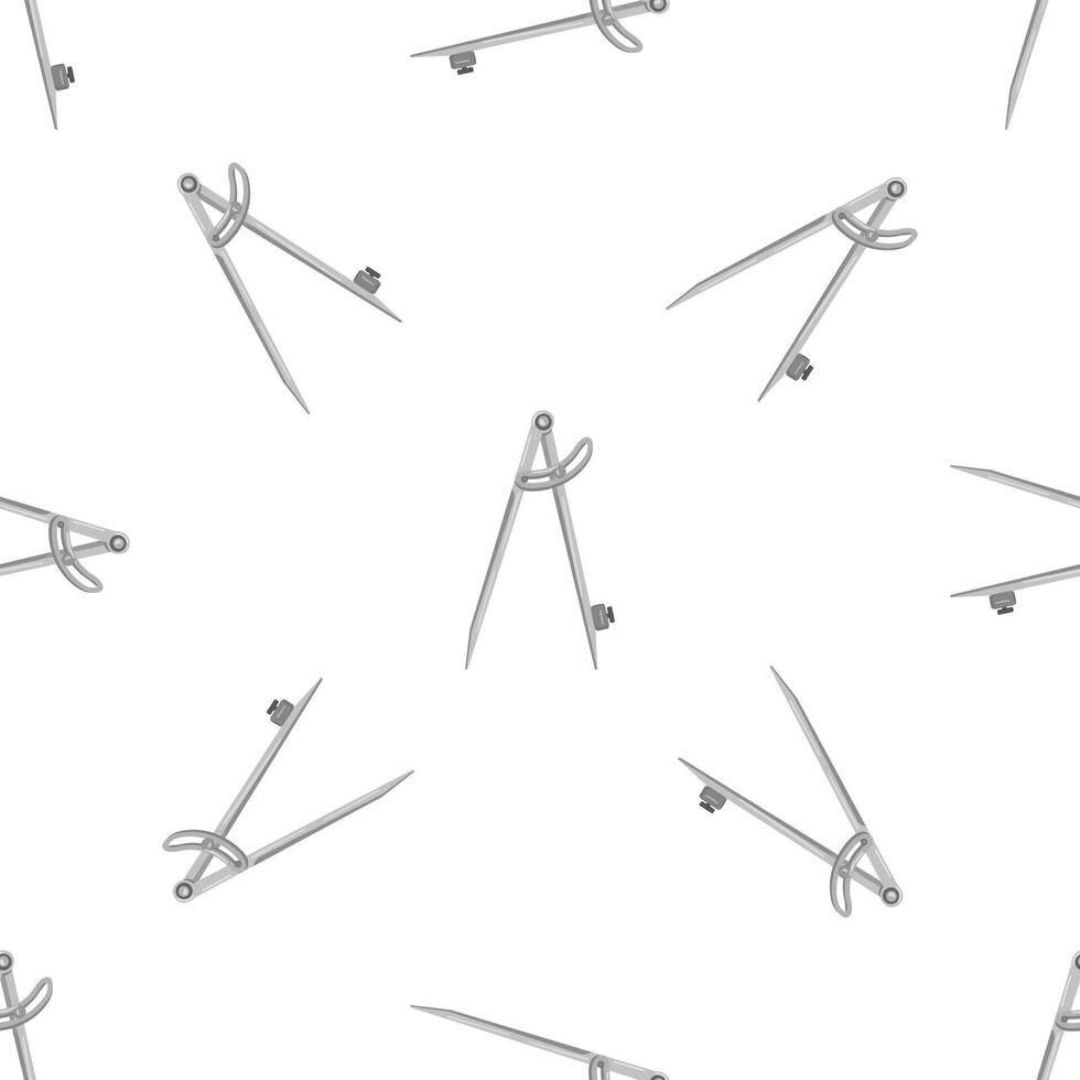 Metal compass drawing tool seamless pattern on white background vector
