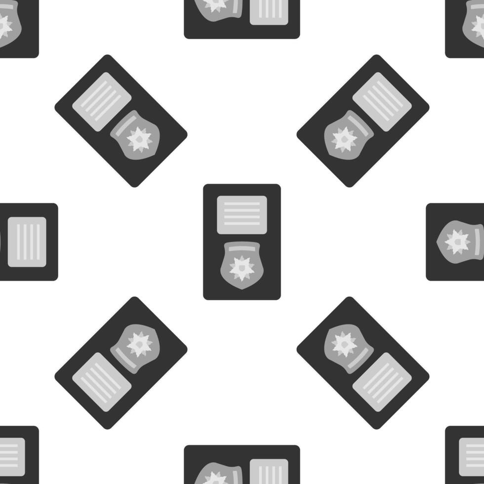 Police badge and certificate seamless pattern on white background vector