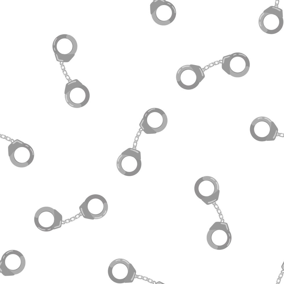 Seamless pattern of gray handcuffs on white background symbolizing imprisonment vector