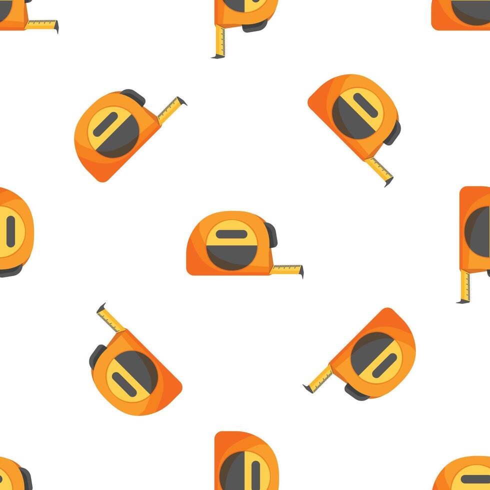 Orange measuring tape seamless pattern on white background vector