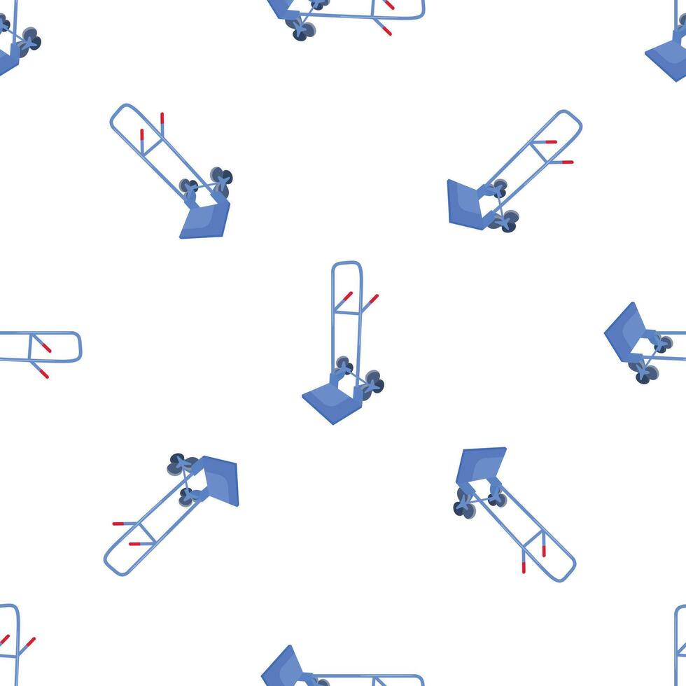 Hand truck seamless pattern on white background, delivery and transportation concept vector