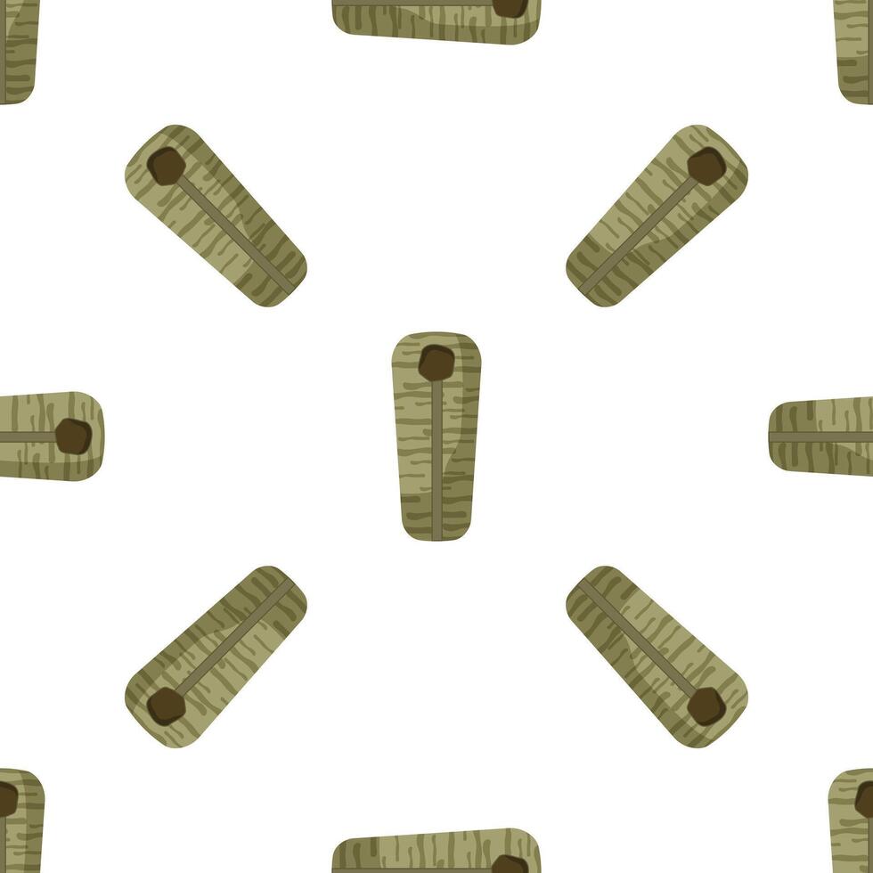 Seamless pattern with green sleeping bag for camping and hiking vector