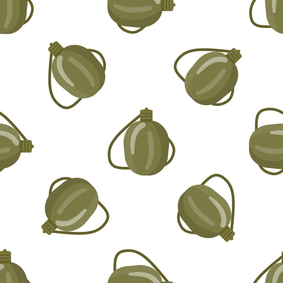 Seamless pattern of military canteen for drinking water representing army life vector