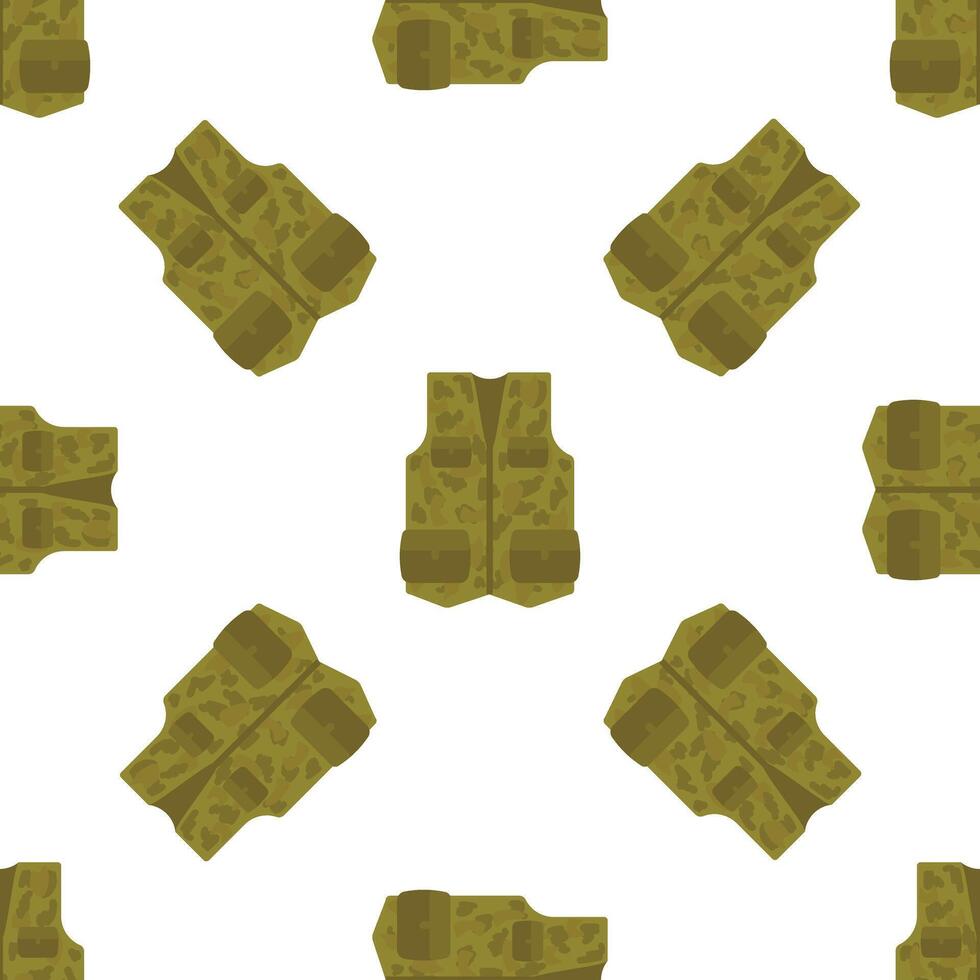 Camouflage hunting vest seamless pattern on white background vector