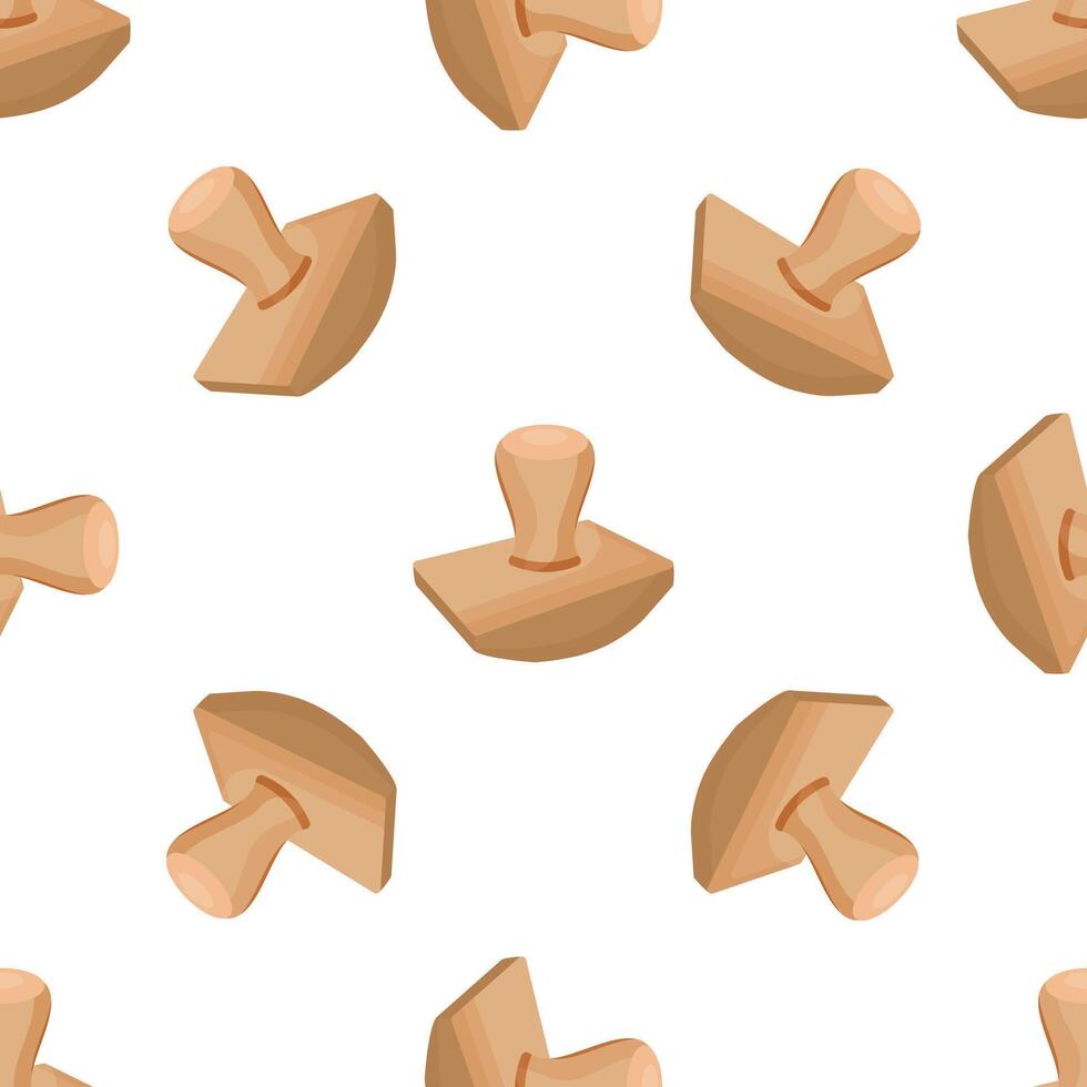 Wooden stamps seamless pattern on white background, repeating design featuring isometric office stamps vector