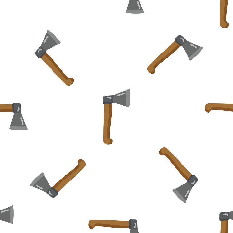 Seamless pattern with cartoon axes for lumberjack, woodcutter or carpenter vector