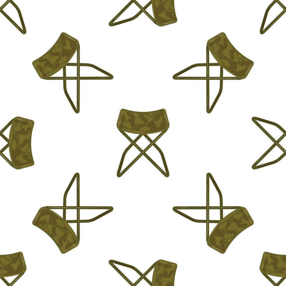 Camouflage folding chair seamless pattern on white background vector