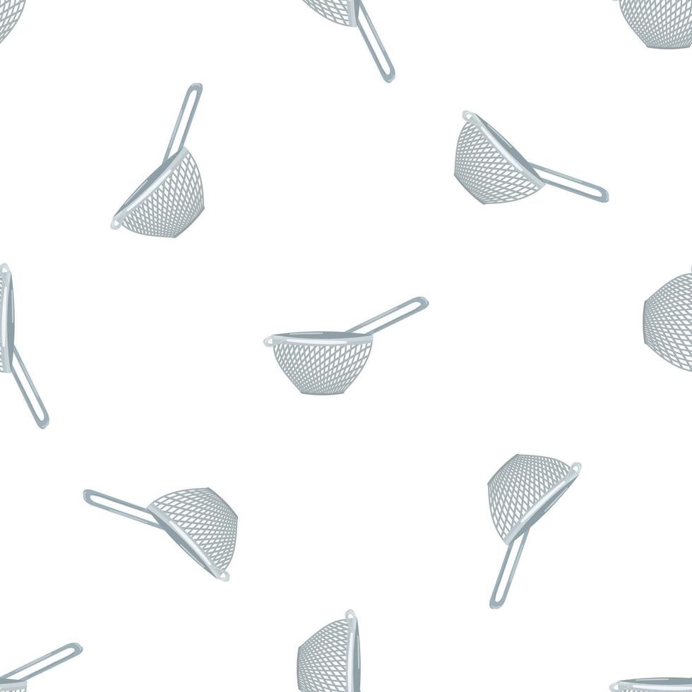 Seamless pattern of metallic sieves for kitchen utensils vector