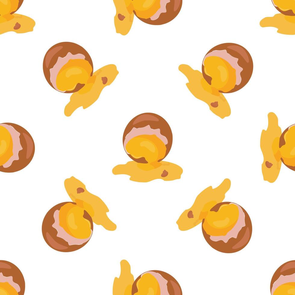 Delicious cream filled chocolate eggs seamless pattern on white background vector