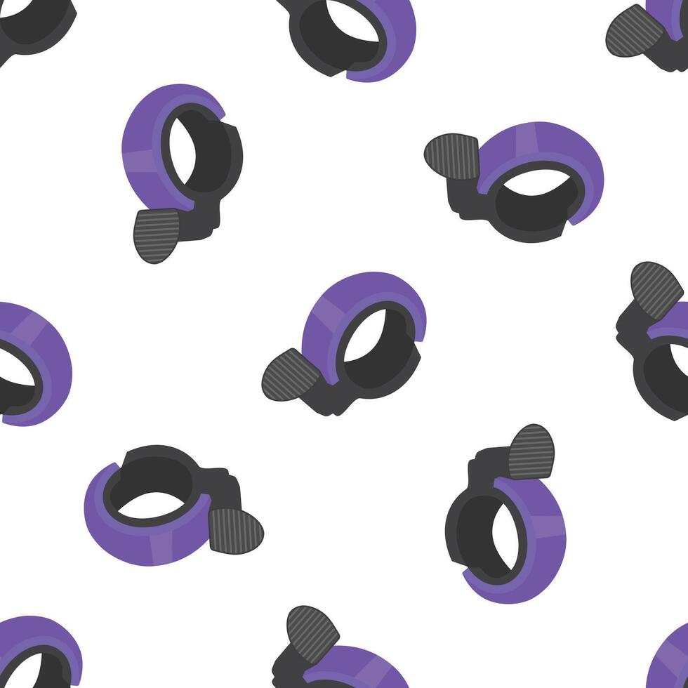 Purple bicycle bell repeating pattern on white background vector