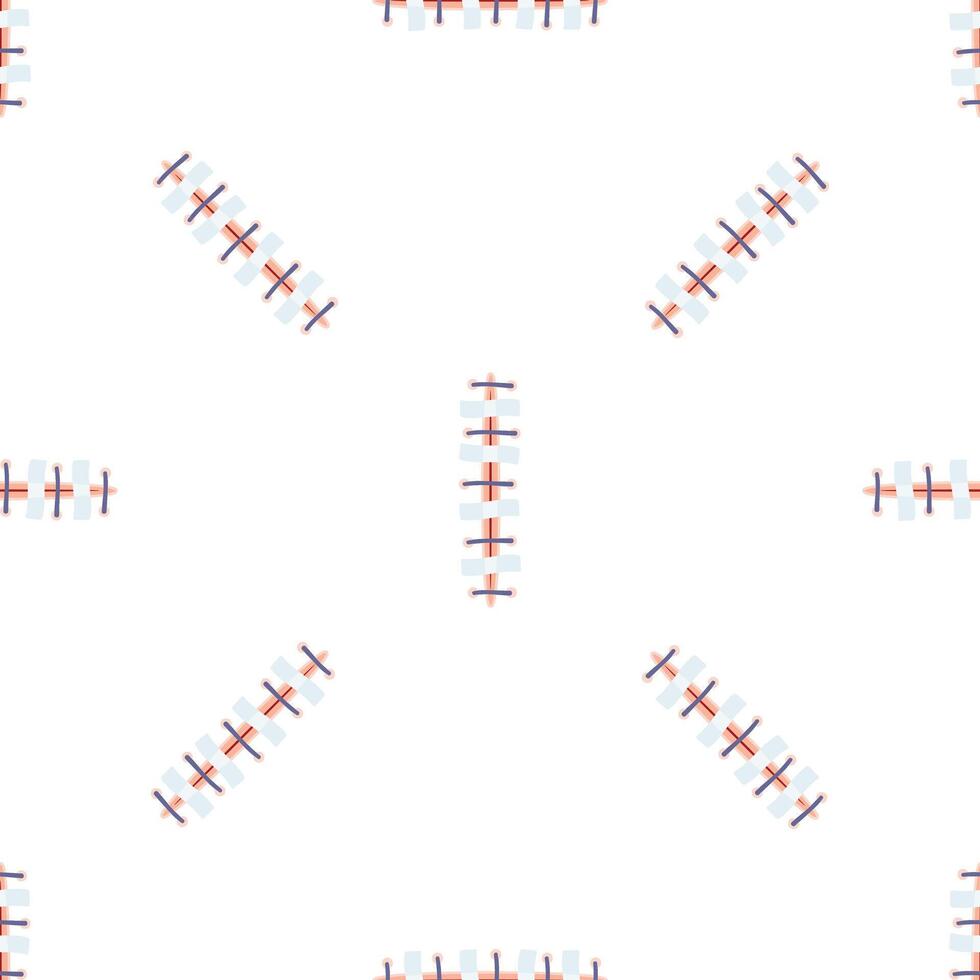 Surgical stitches seamless pattern repeating on white background vector