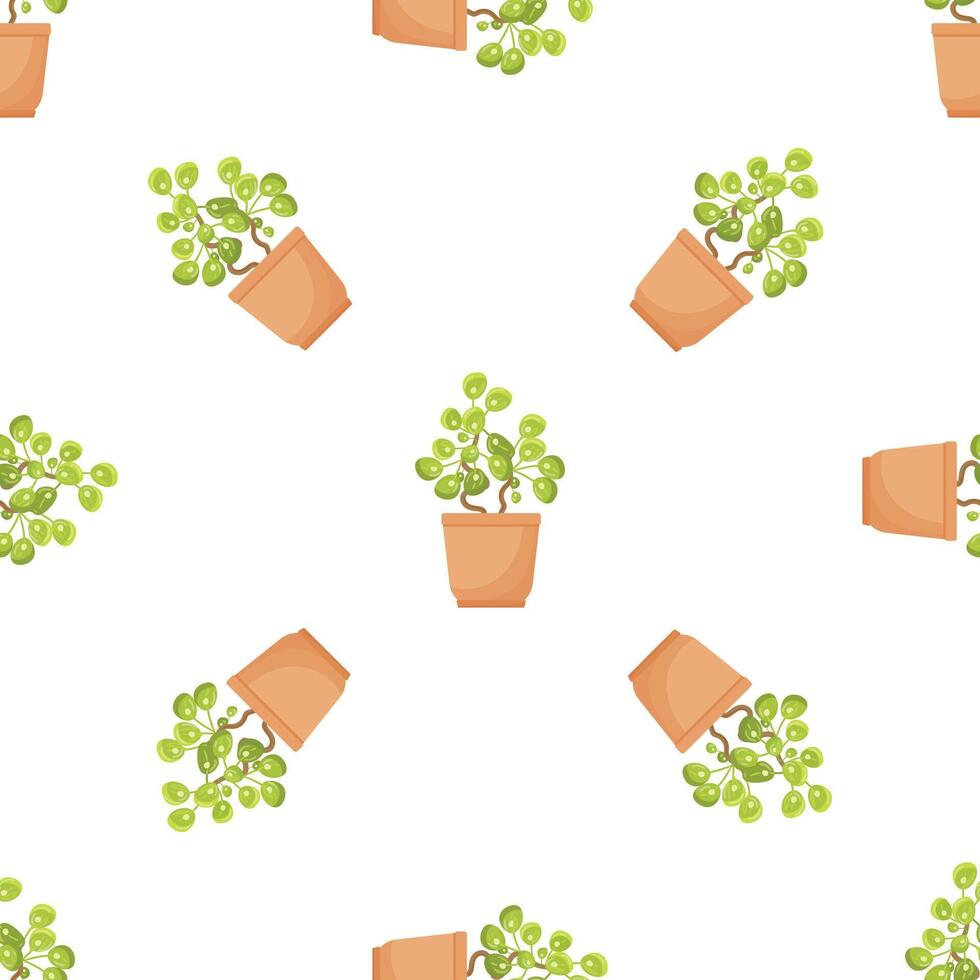 Potted jade plant creating a seamless pattern for nature lovers vector
