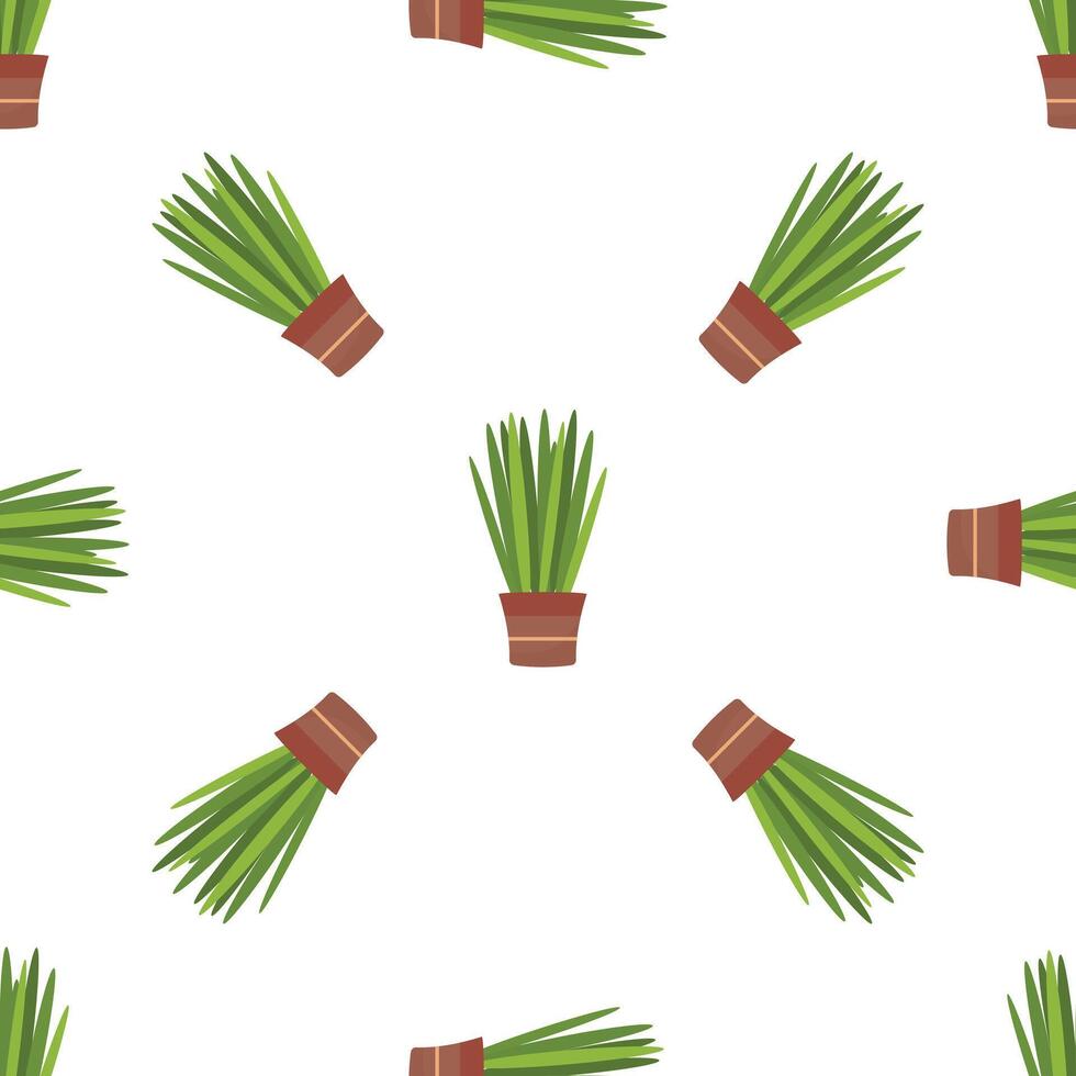 Seamless pattern of potted grass creating a vibrant green background vector
