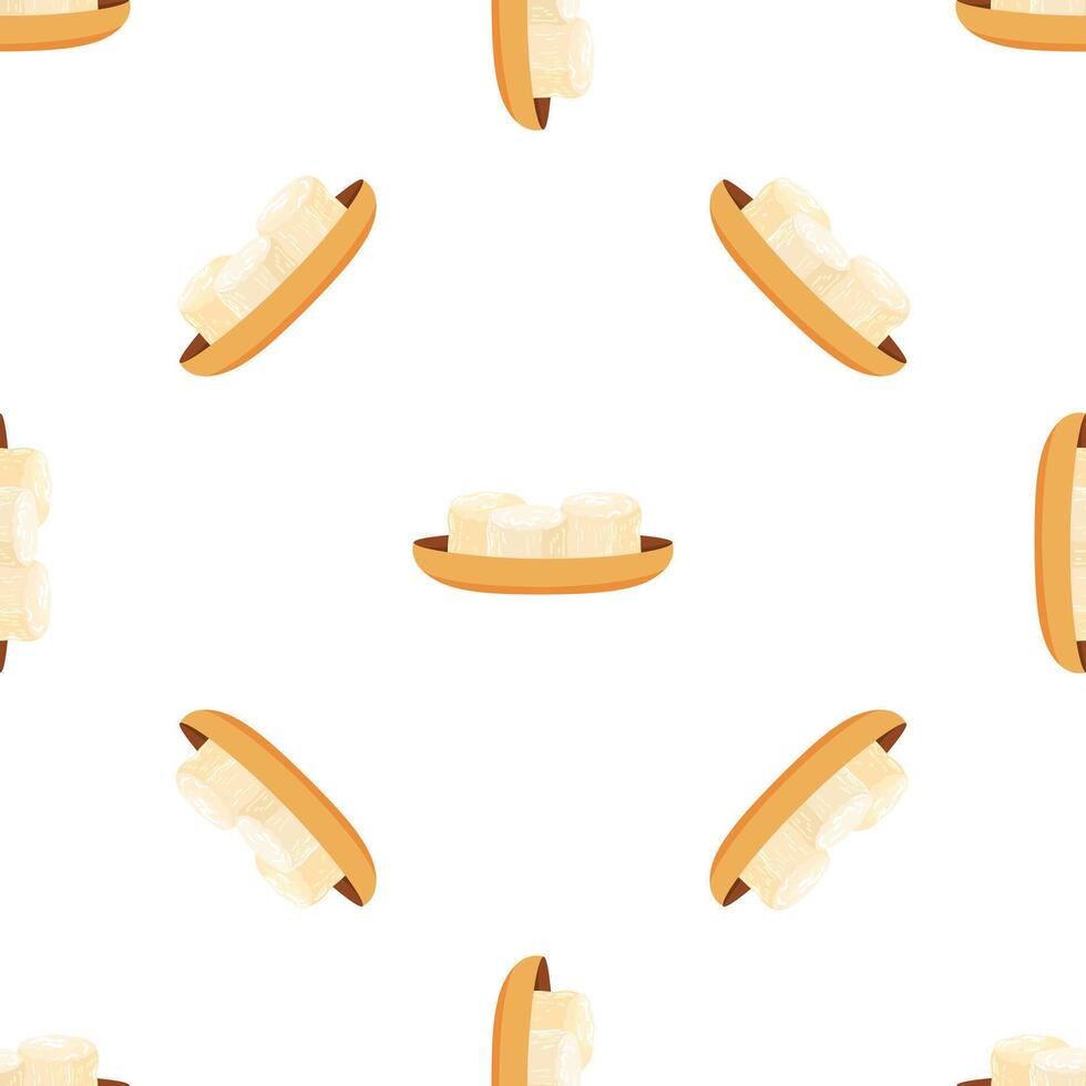 Seamless pattern of turkish delight lokum on small plate repeating on white background vector