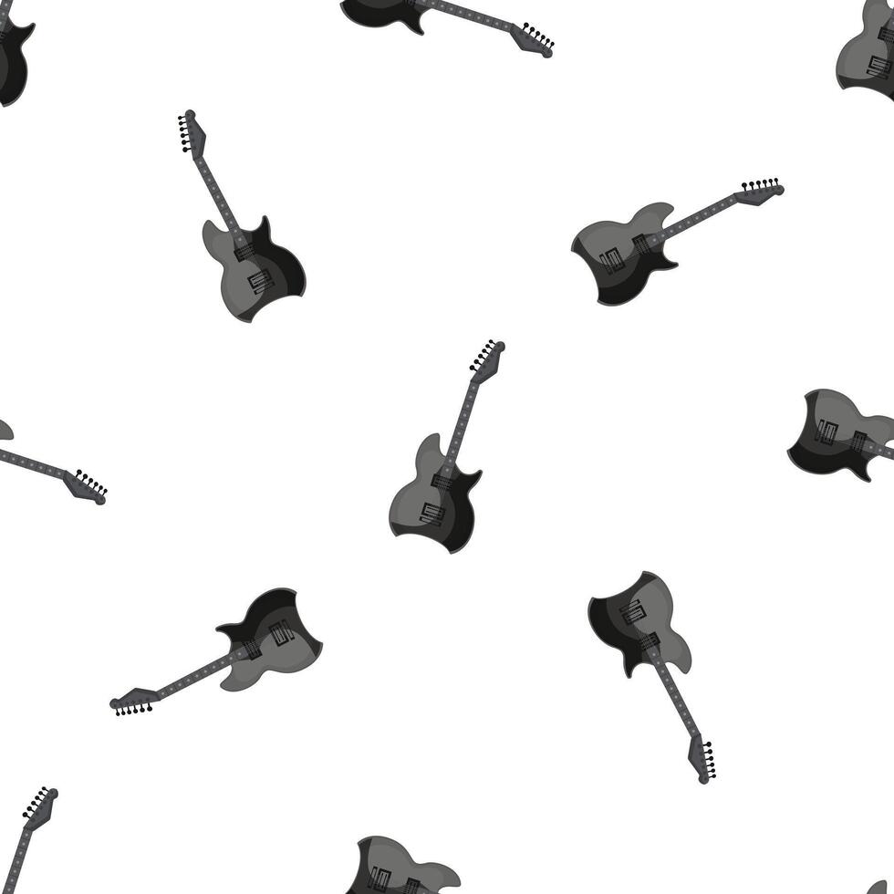 Seamless pattern with gray and black electric guitar on white background vector