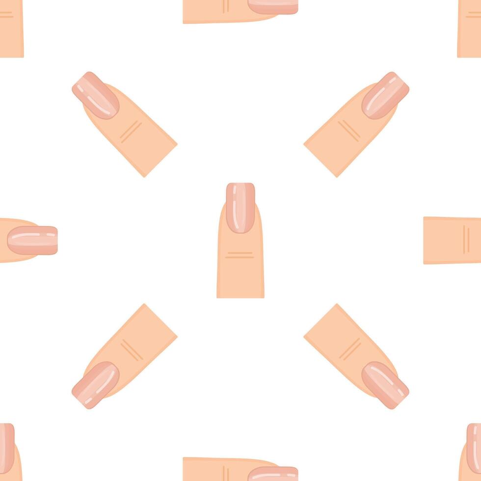 Seamless pattern of manicured nails showing different finger positions on white background vector