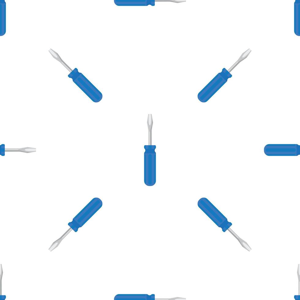Screwdriver seamless pattern on white background illustrating maintenance and repair vector