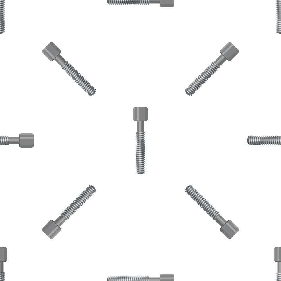 Seamless pattern of realistic metal bolt with square head, fixing element for construction and repair works vector