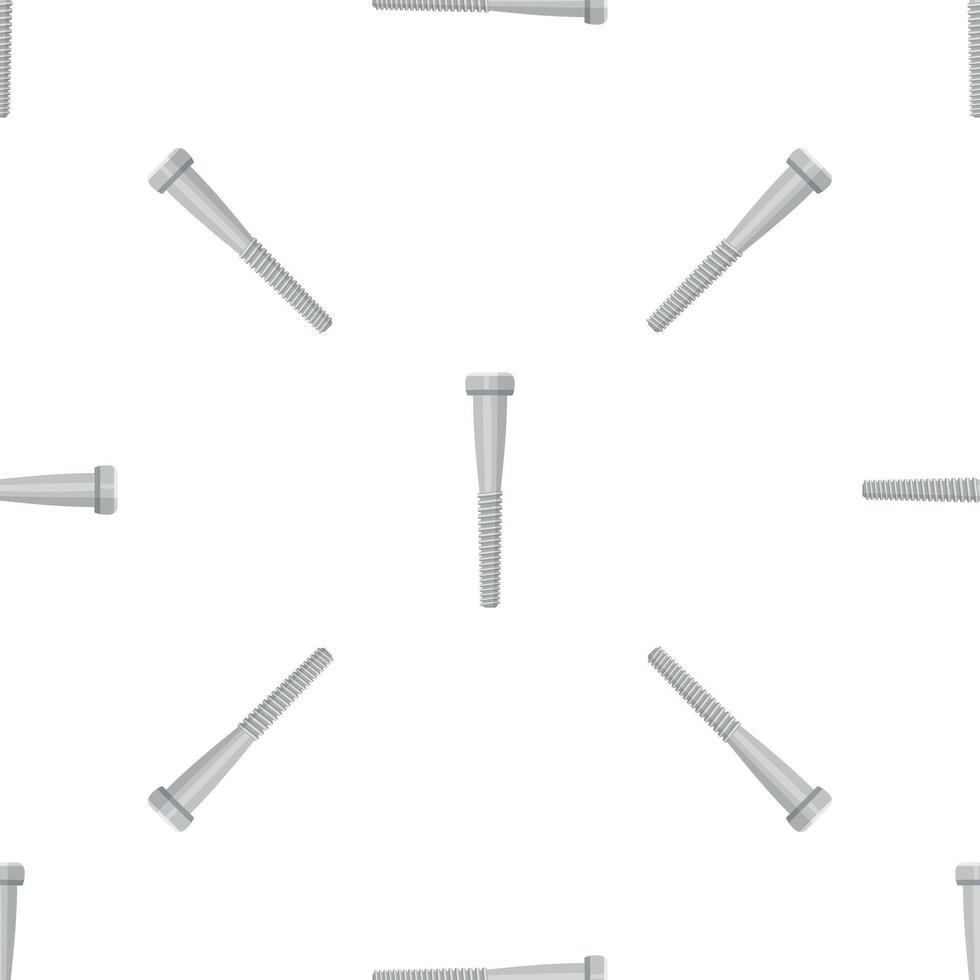 Seamless pattern of identical metal bolts lying on white background vector