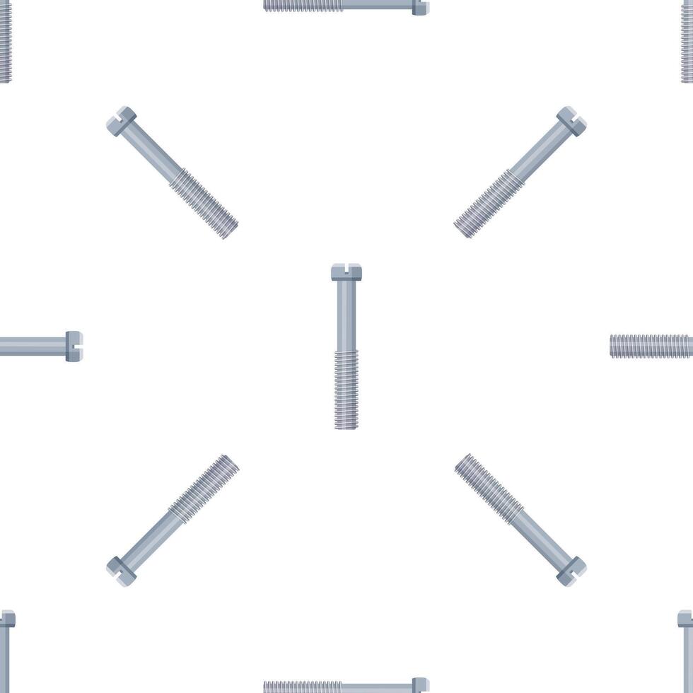 Seamless pattern of realistic metal bolt with external thread, fixing element for construction and repair works vector