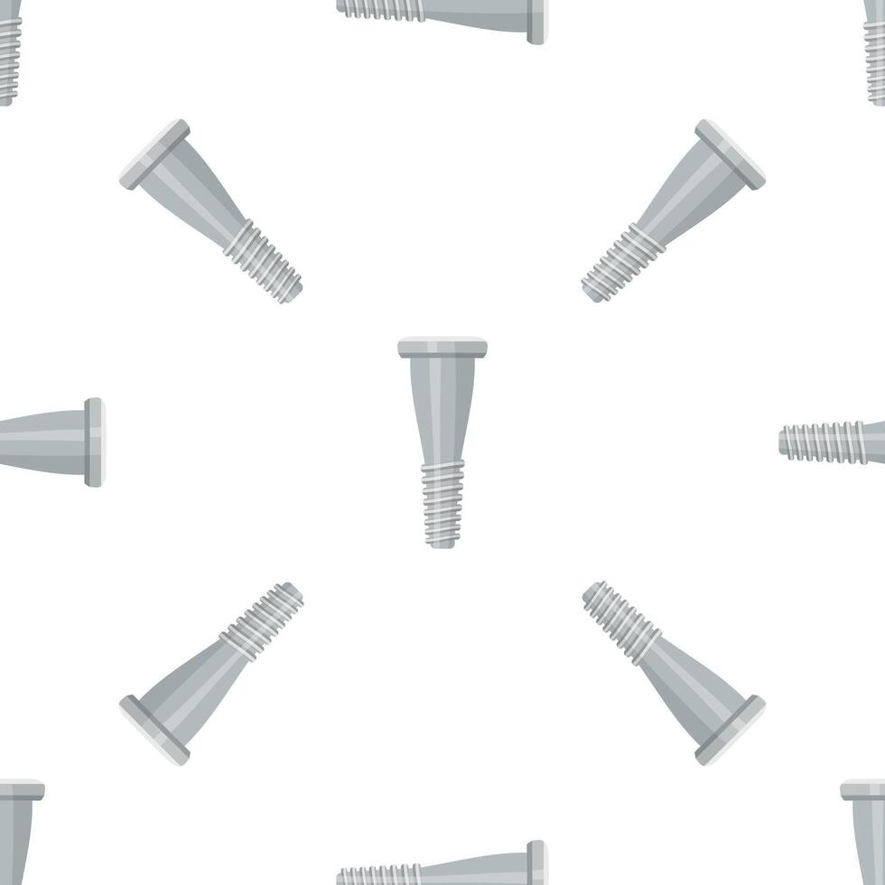 Seamless pattern of dental implants showing metal screw and abutment vector