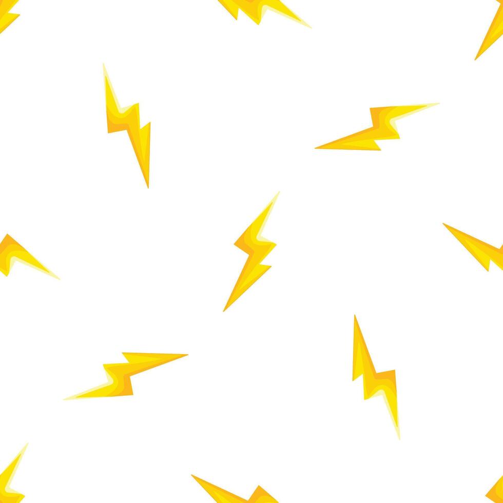 Seamless lightning bolt pattern illuminating white background vector