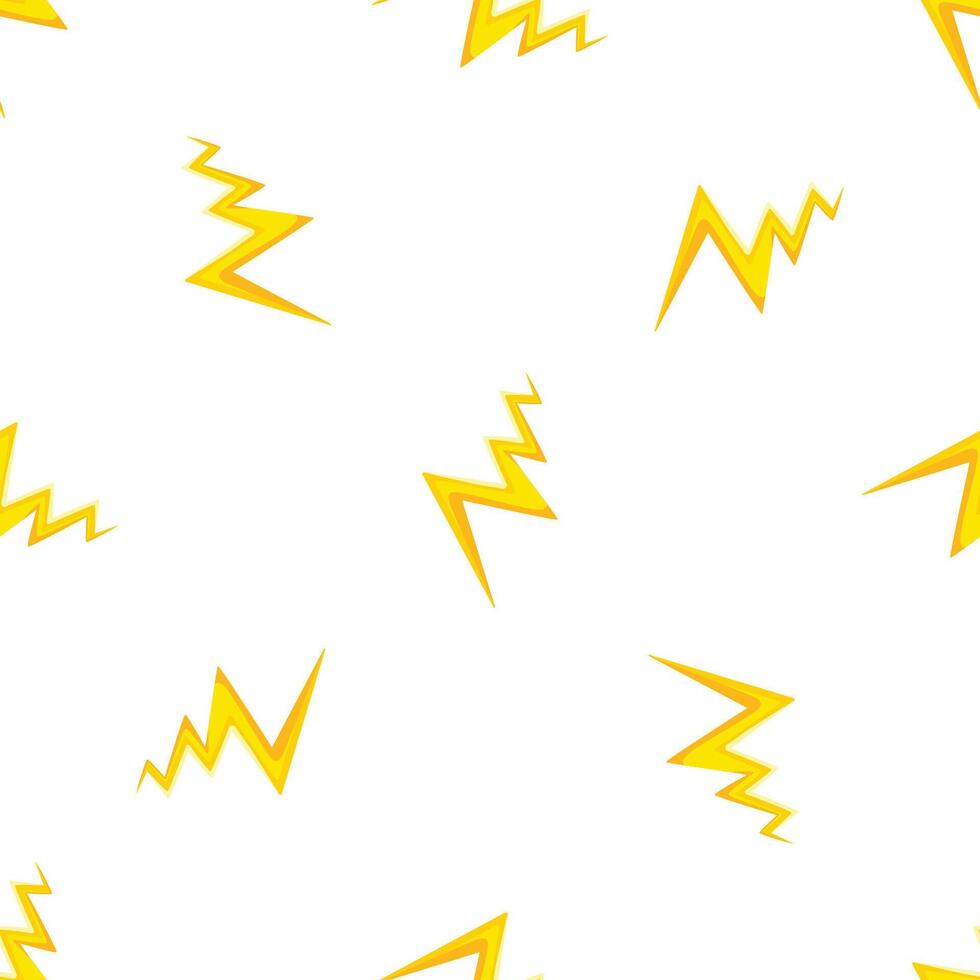 Seamless lightning bolt pattern illuminating white background vector