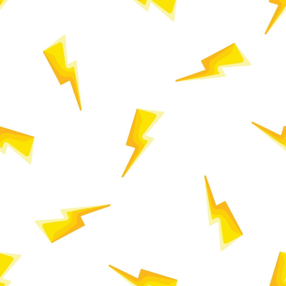 Seamless lightning bolt pattern illuminating white background vector