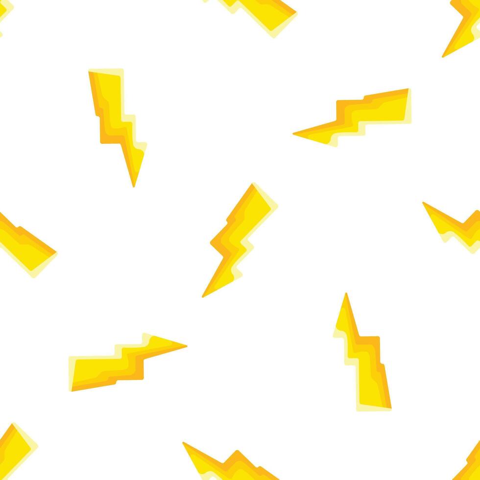 Yellow lightning bolt striking white background seamless pattern vector
