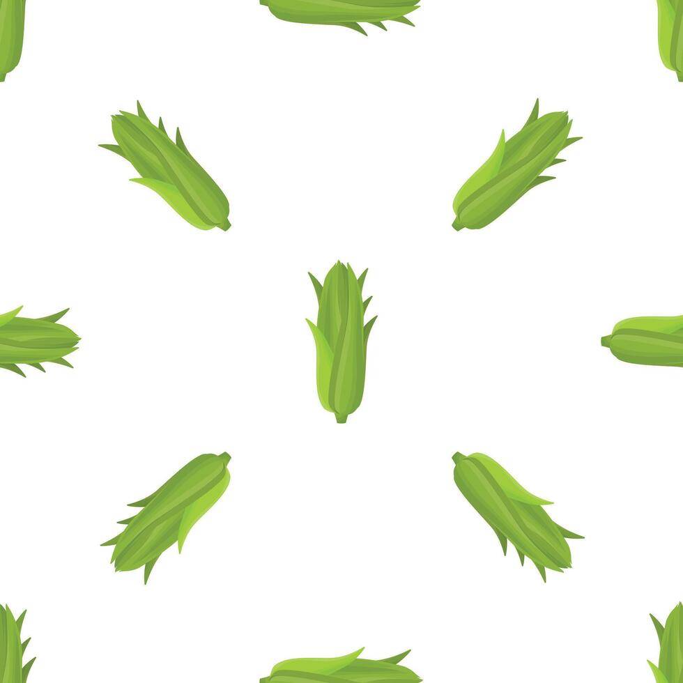 Seamless pattern with baby corn cobs growing on white background vector