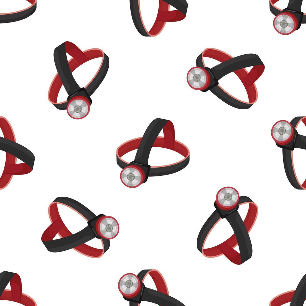 Red and black headlamp seamless pattern on white background vector