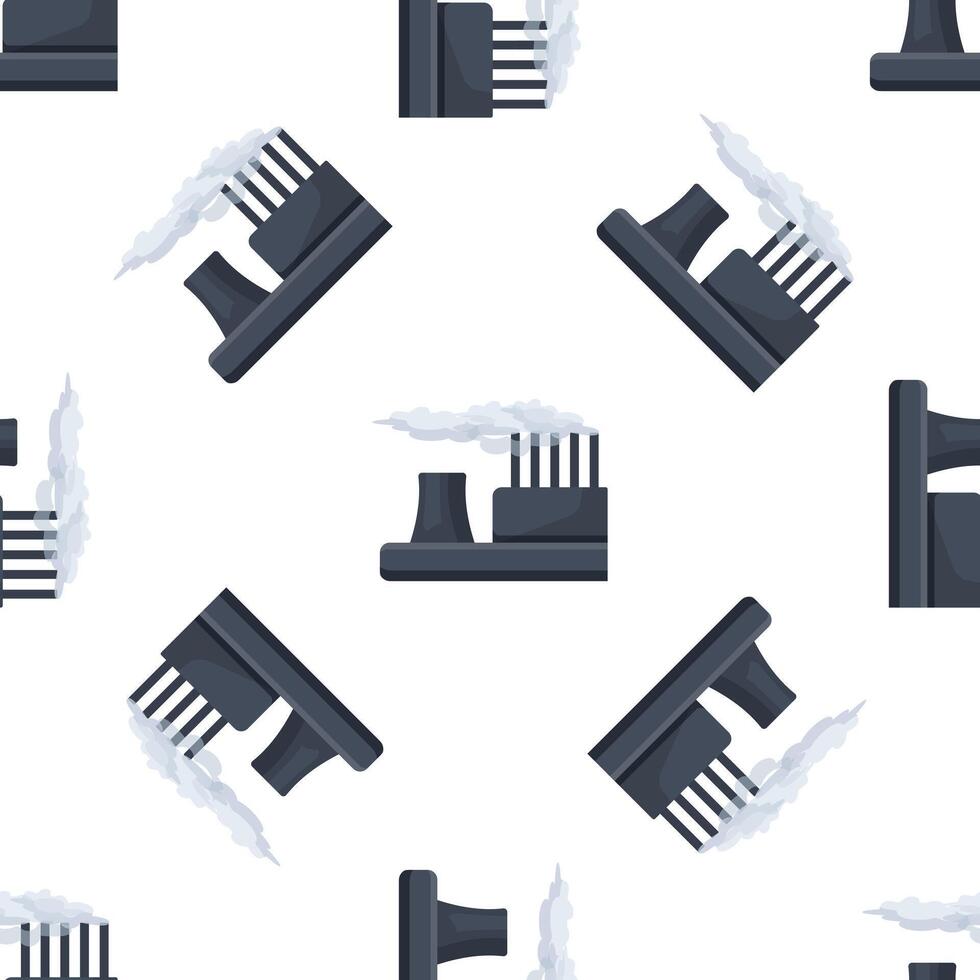 Industrial factory seamless pattern polluting environment with smoke vector