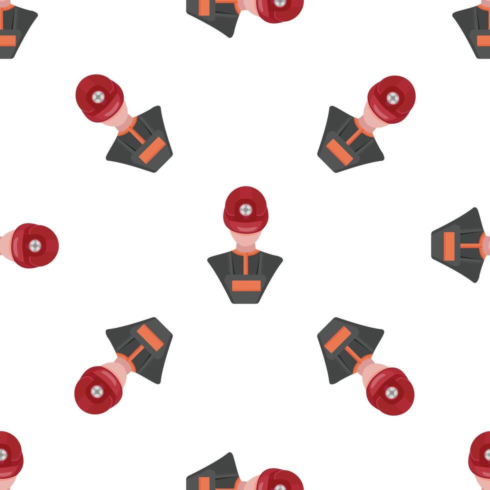 Miner seamless pattern wearing helmet and uniform on white background vector
