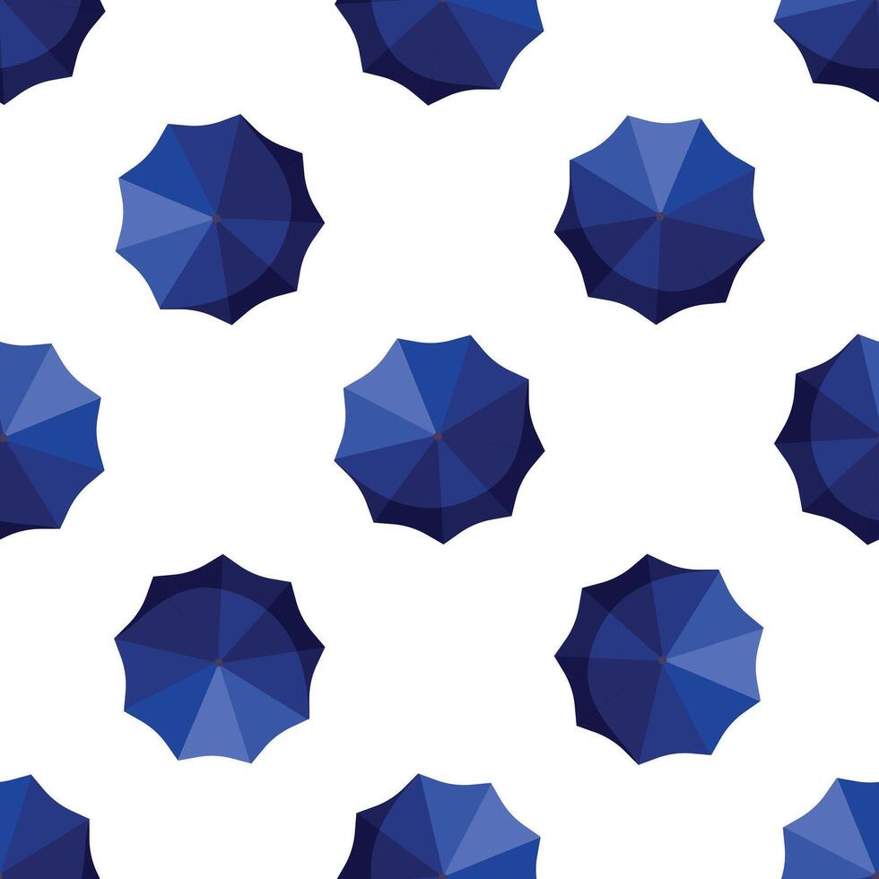 Seamless pattern with open blue umbrellas providing protection from rain or sun vector