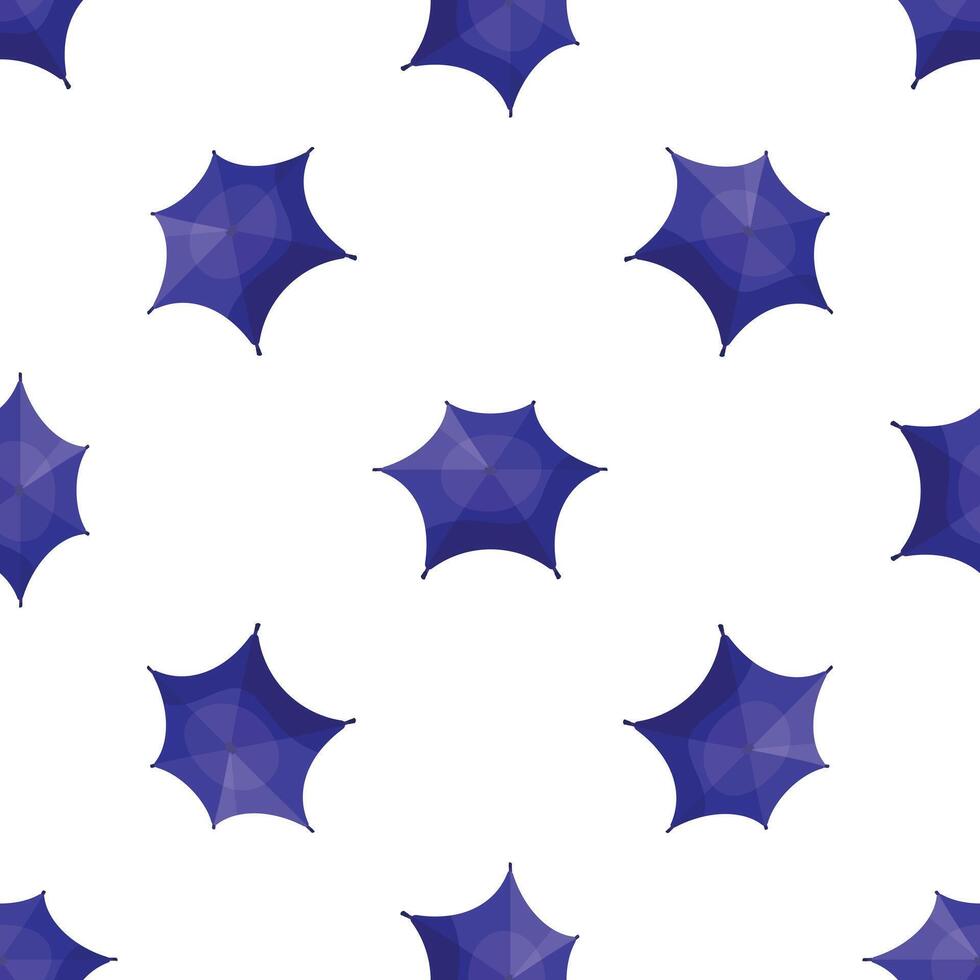 Seamless pattern with blue umbrellas covering white background vector