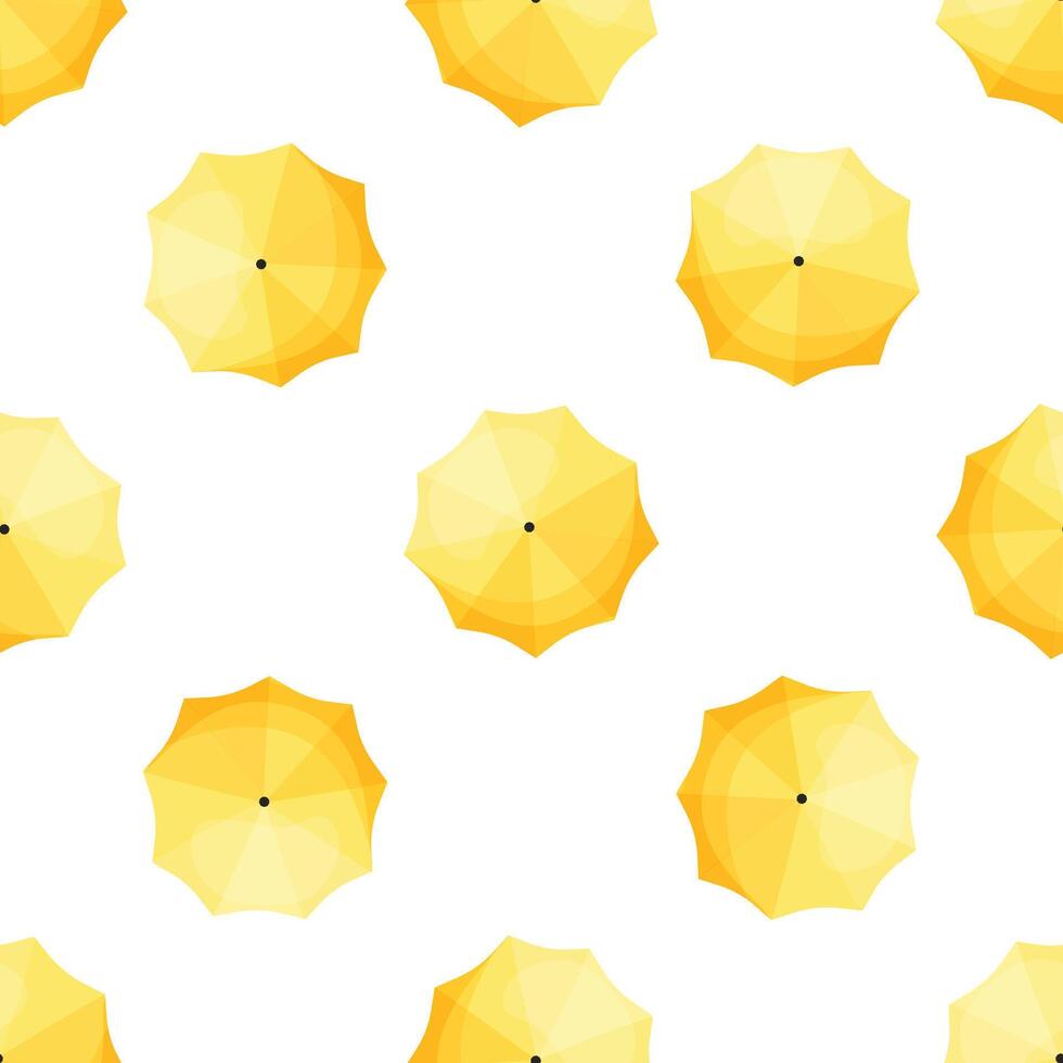Seamless pattern of yellow umbrellas providing protection from rain or sun vector