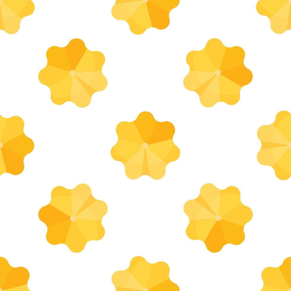 Seamless pattern of yellow flower shaped figures on a white background vector