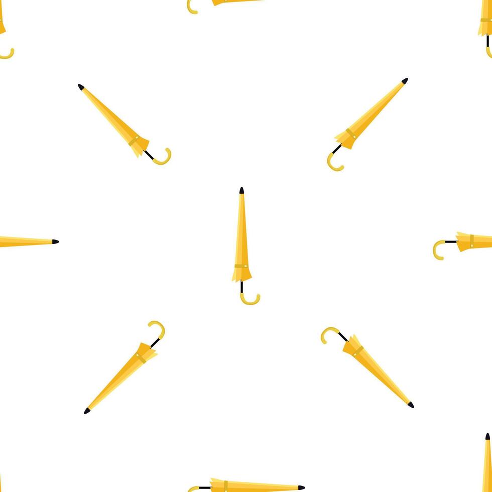 Yellow umbrella seamless pattern repeating on white background vector