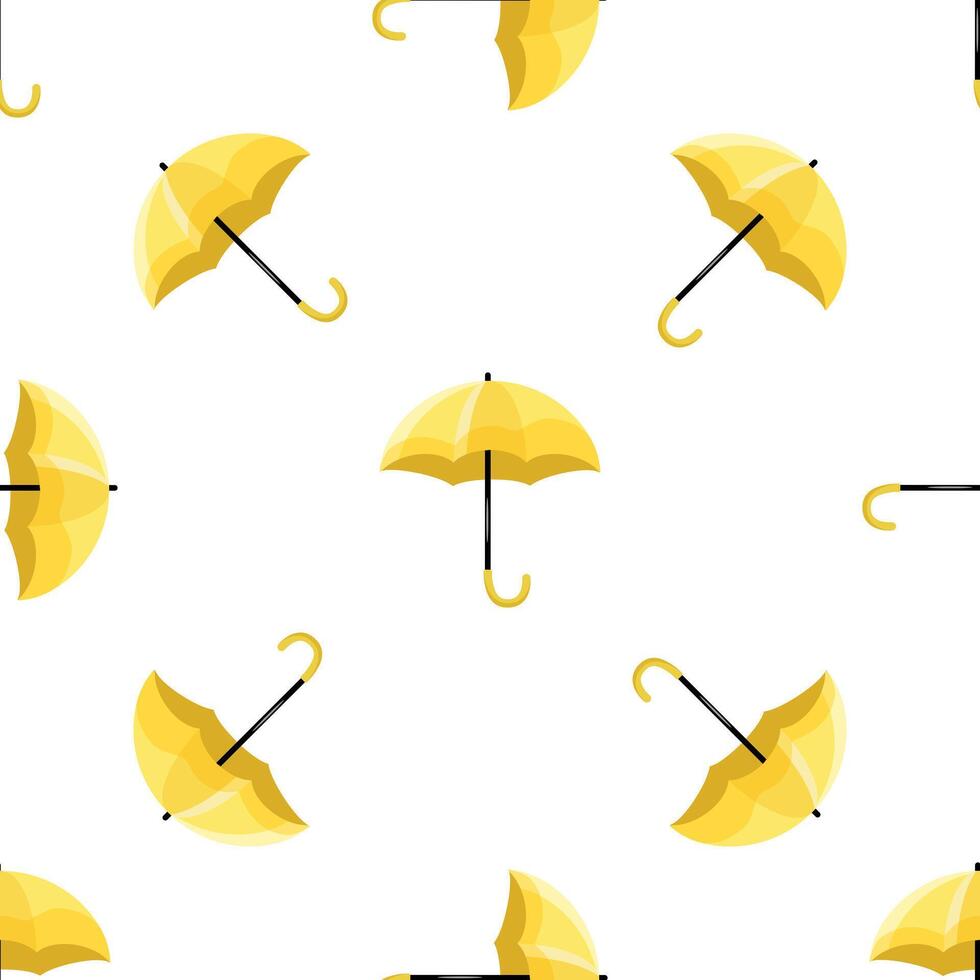 Seamless pattern with bright yellow umbrellas providing protection from rain vector